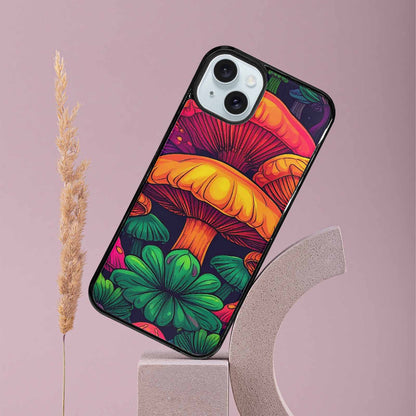 iPhone 15 Plus Case — Psychedelic Mushroom Cartoon Pattern, Custom Made Phone Cover