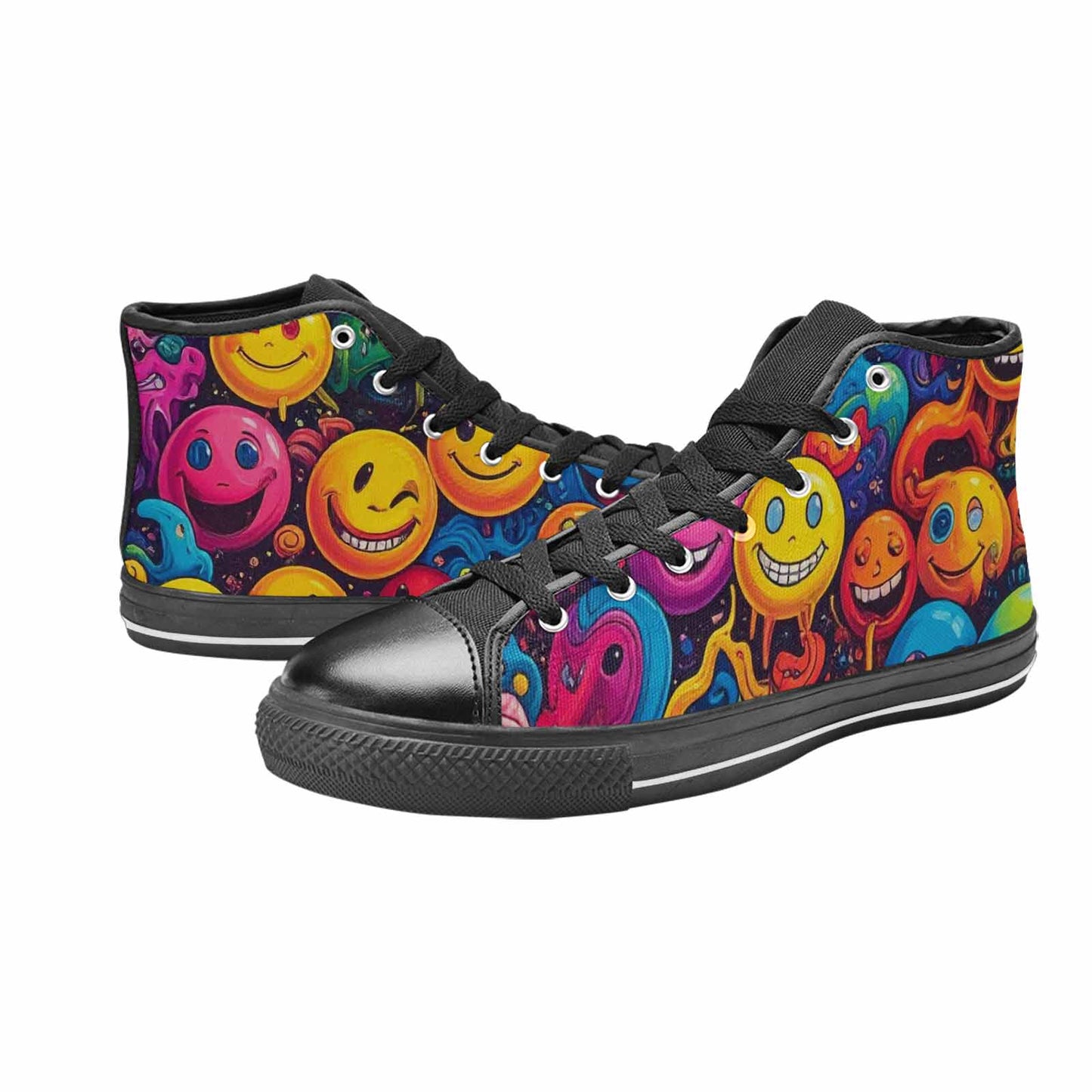 MEN'S Yellow Smiley Face High Top Canvas Y2K Custom Sneakers