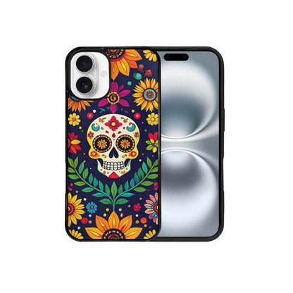 iPhone 16 Plus Case — Sunflowers And Skulls, Custom Printed Phone Case