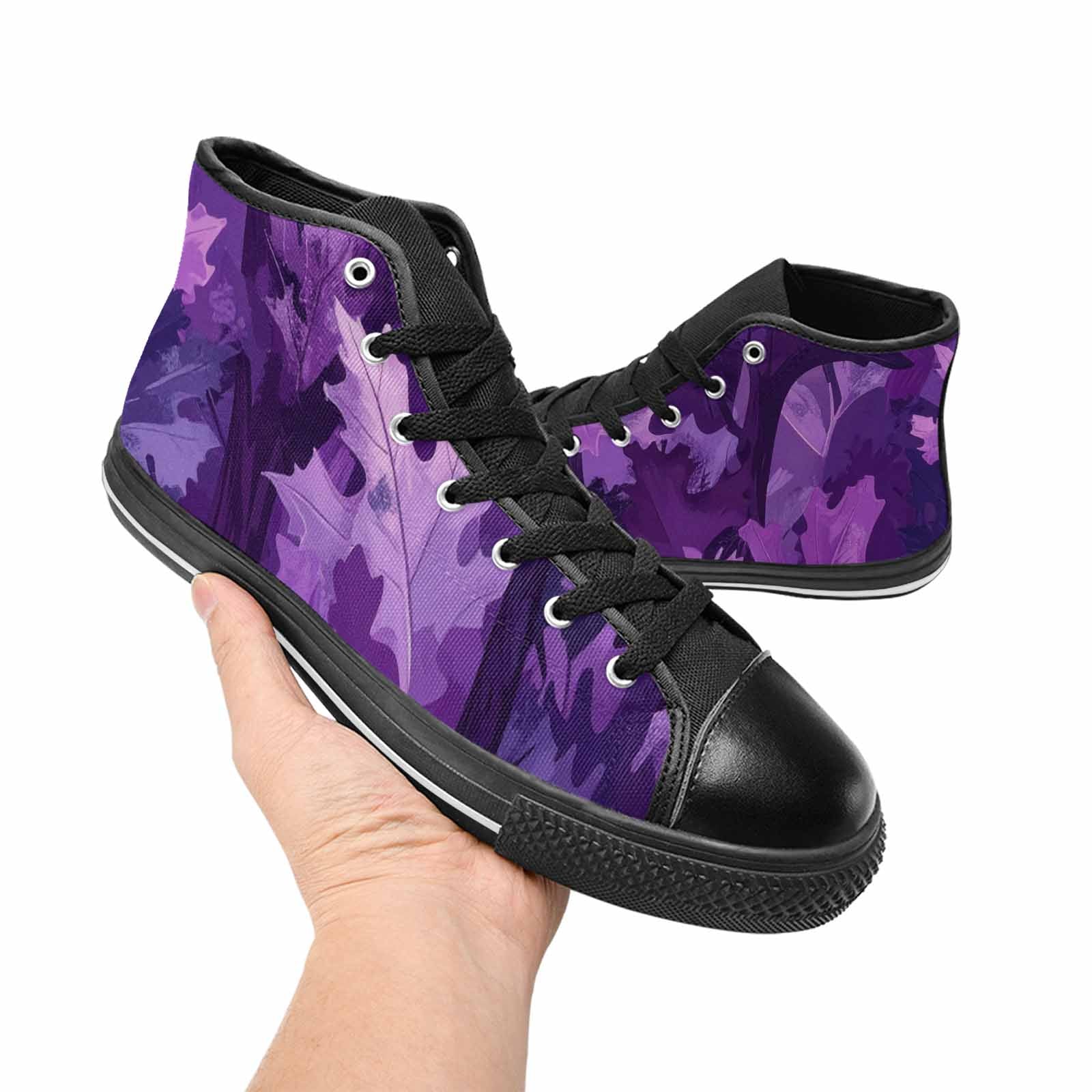 WOMEN'S Military Camouflage Blotch High Top Canvas Wallpaper Art Custom Sneakers