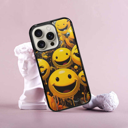 iPhone 16 Pro Case — Melting Moon Smiley Red Splatt, Custom Designed Case Cover