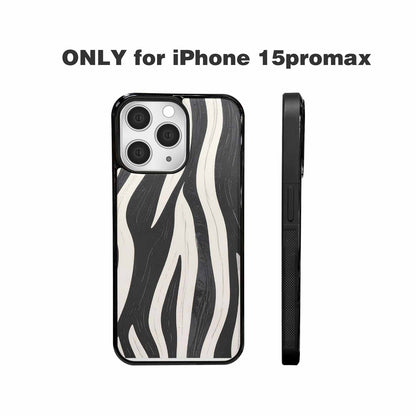 iPhone 15 Pro Max Case — Modern Zebra Stripe Print Crisp Black, Original Design Phone Case