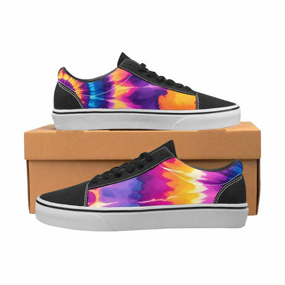 WOMEN'S Tie Dye Neon Spiral Burst Canvas Lace-Up Vibrant Chaos Custom Shoes