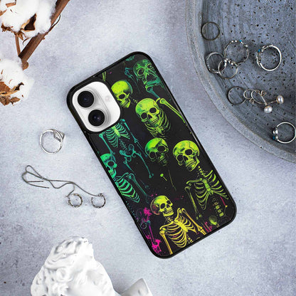 iPhone 16 Plus Case — Skeletons Neon Green Glowskele, Customized Protective Case