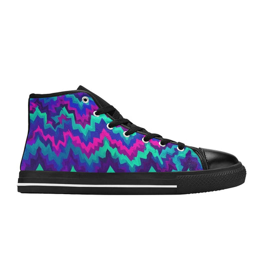 KIDS' Psychedelic Chevron Vortex High Top Canvas Y2K Custom Sneakers