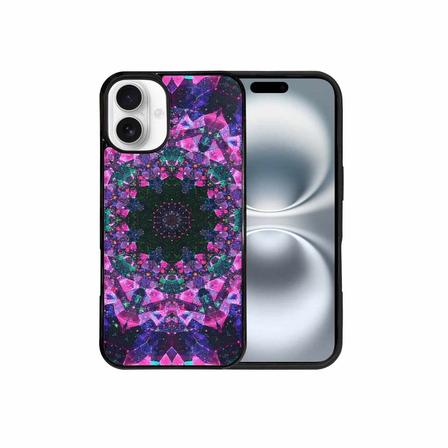 iPhone 16 Plus Case — Crystal Mandala Art Seamless Pattern Vibrant, Unique Phone Case Design