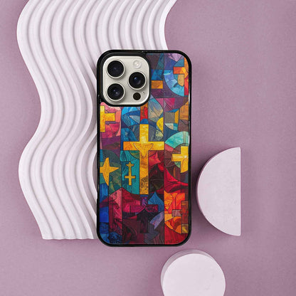 iPhone 16 Pro Max Case — Faith Cross And Faith Icons Pattern, Personalized Phone Case