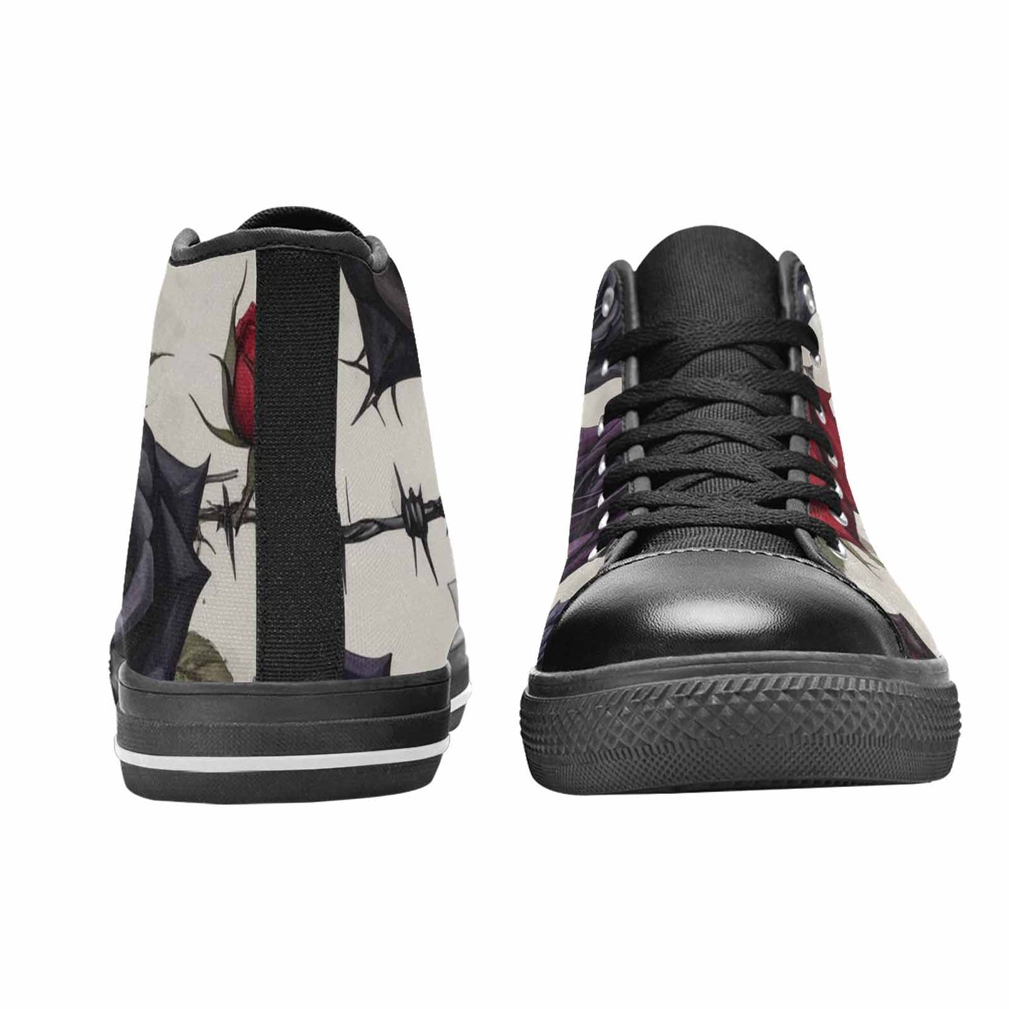 MEN'S Black Gothic Rose High Top Canvas Aesthetic Custom Sneakers