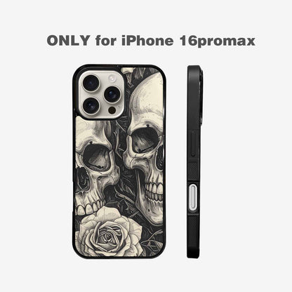 iPhone 16 Pro Max Case — 20 Skulls Overlapping Seamless Tileable Pattern, Unique Phone Case Design
