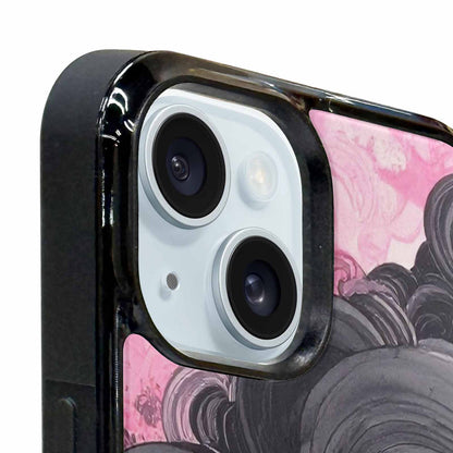 iPhone 15 Plus Case — Van Gogh Swirl Black Pink Ink, Custom Designed Case Cover