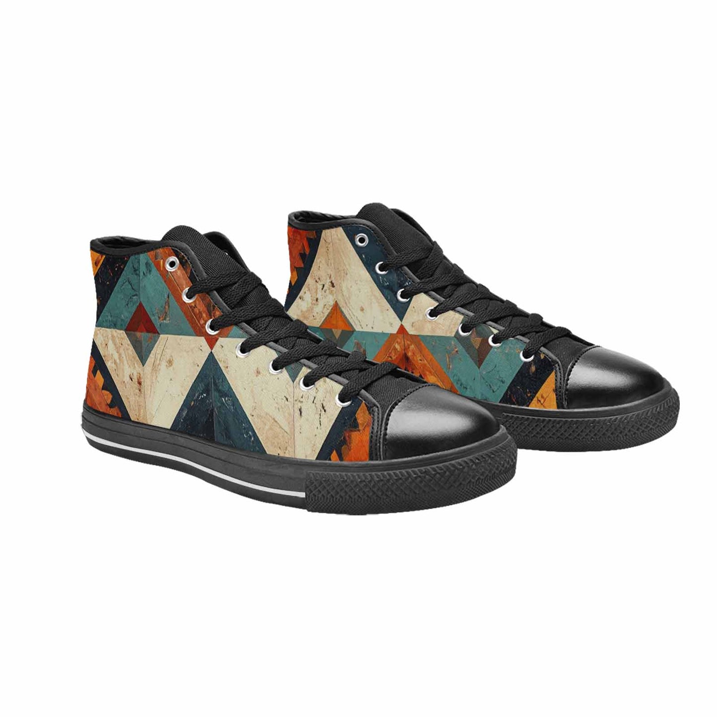 WOMEN'S Southwestern Geometric Diamond High Top Canvas Surreal Custom Sneakers