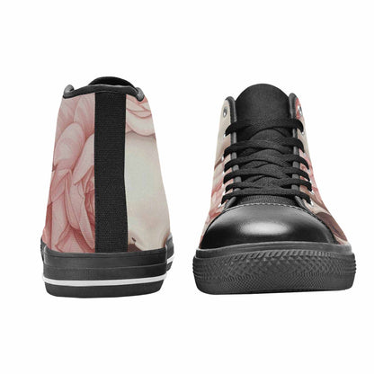 MEN'S Skulls Roses Soft Airbrush High Top Canvas Wallpaper Art Custom Shoes