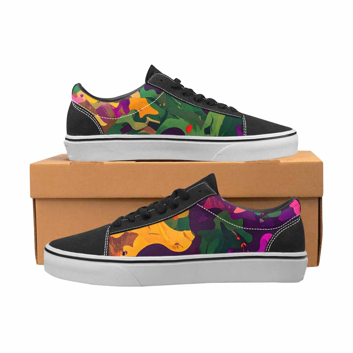 MEN'S Military Camouflage Blotch Canvas Lace-Up Wallpaper Art Custom Shoes