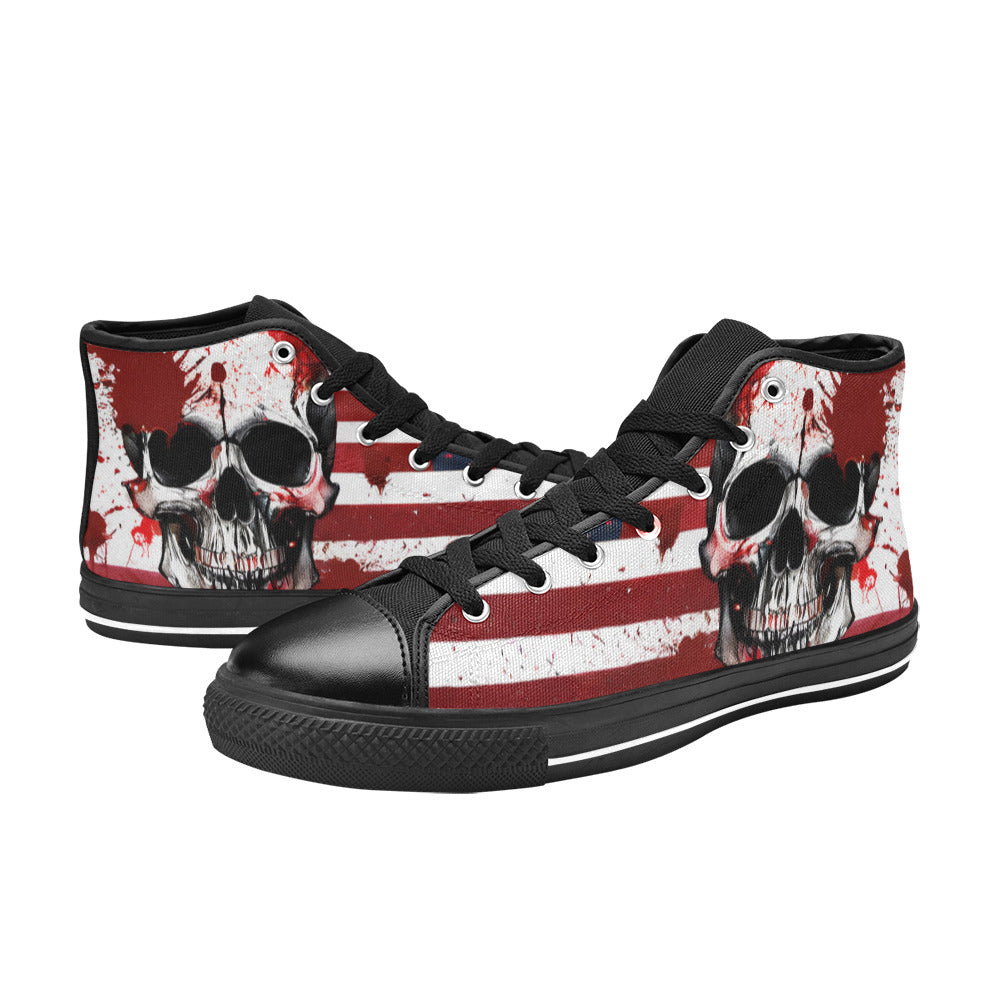 MEN'S Patriotic Flag Skull Men’S High Top Canvas Dark Academia Shoes