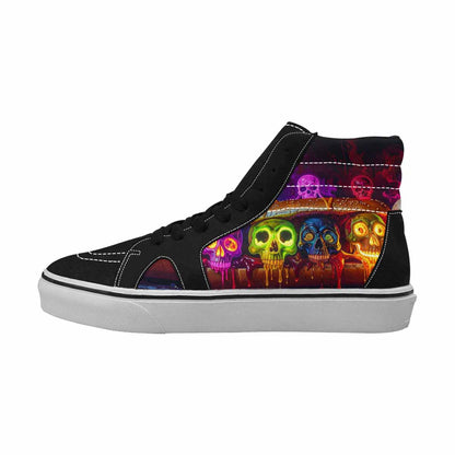 MEN'S Toxic Skeleton Hot Dog High Top Canvas Wallpaper Art Sneakers