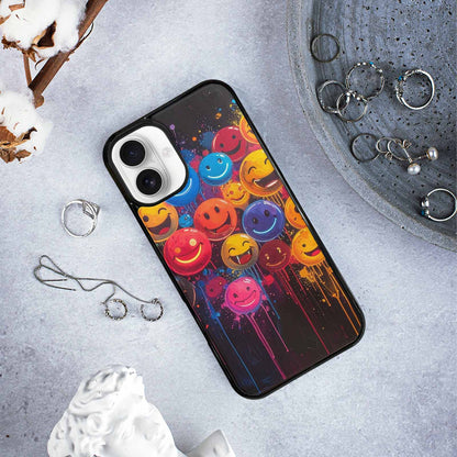 iPhone 16 Plus Case — Smiley Faces Glow Smiley Faces Pattern, Customized Protective Case