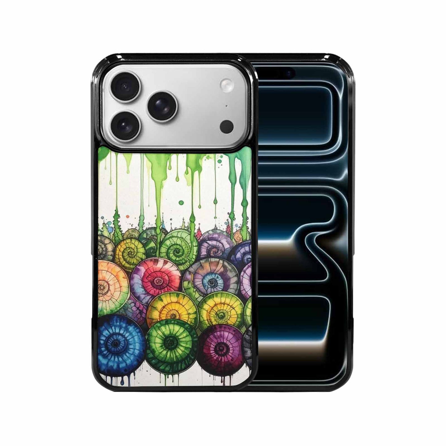 iPhone 17 Pro Max Case — Black &amp; Green Ink Tie Dye, Custom Art Phone Cover