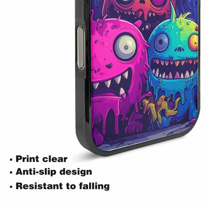 iPhone 15 Pro Max Case — Overlapping Endlessly No Empty Space Monsters, Custom Print Case Cover