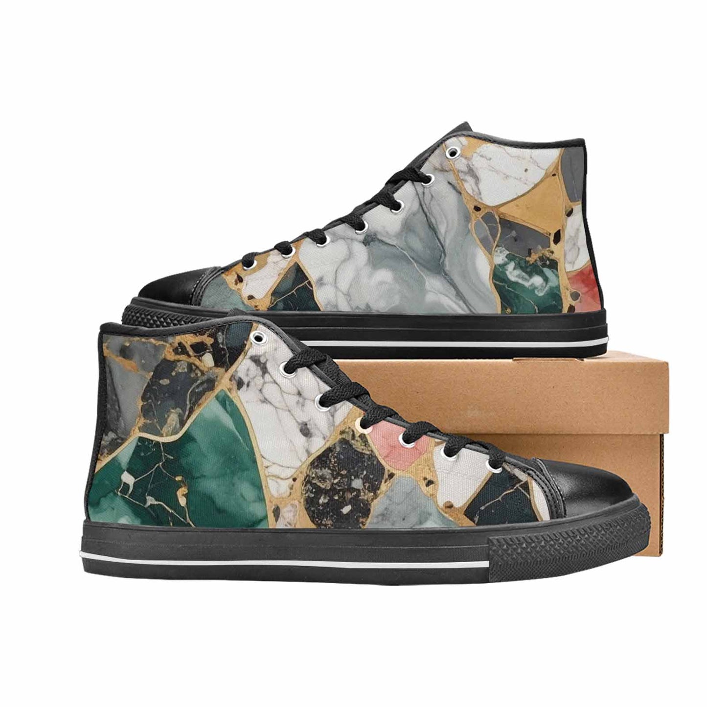 MEN'S Marble Stone Texture High Top Canvas Aesthetic Custom Sneakers