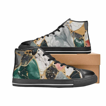 MEN'S Marble Stone Texture High Top Canvas Aesthetic Custom Sneakers