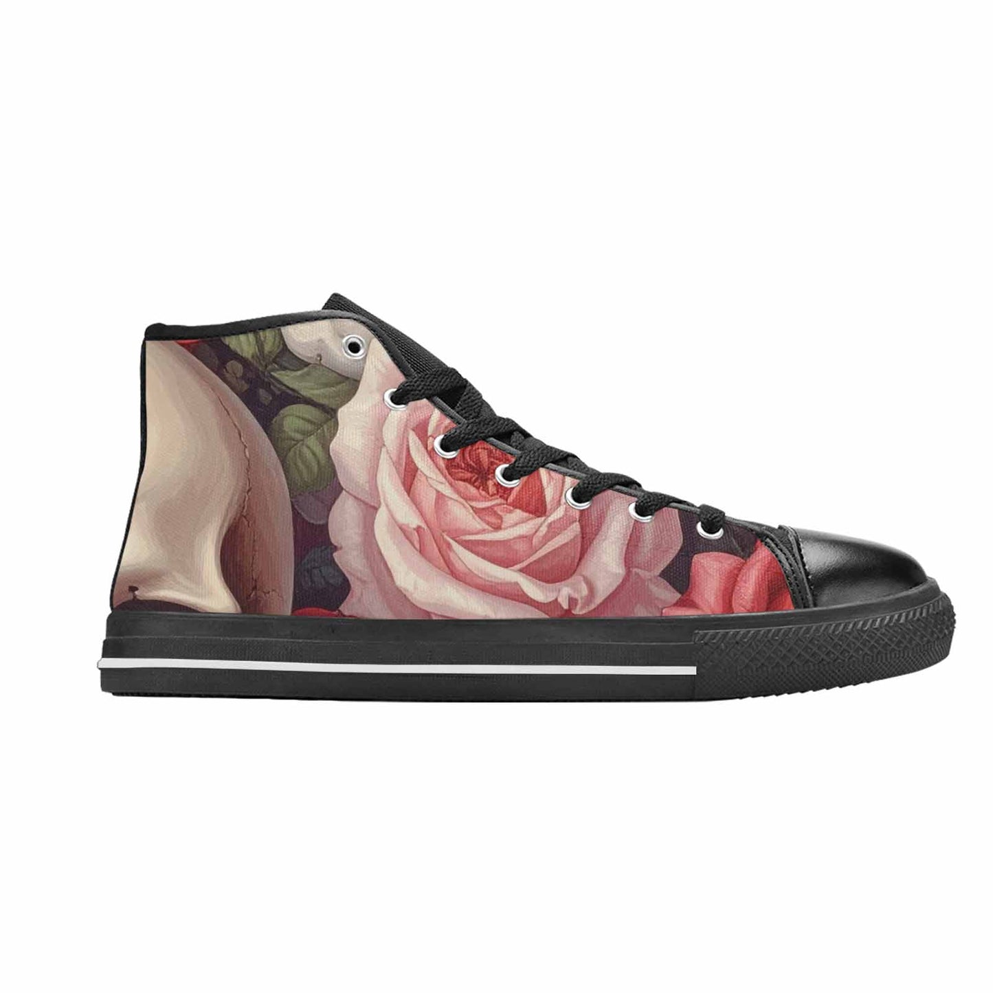 MEN'S Skulls Roses Soft Airbrush High Top Canvas Surreal Custom Sneakers