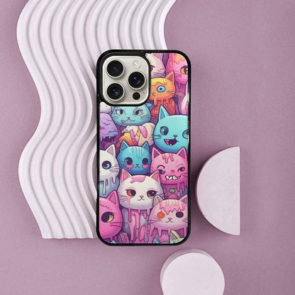iPhone 16 Pro Max Case — Pastel Gore Cat Character Pattern Hundreds, Original Design Phone Case