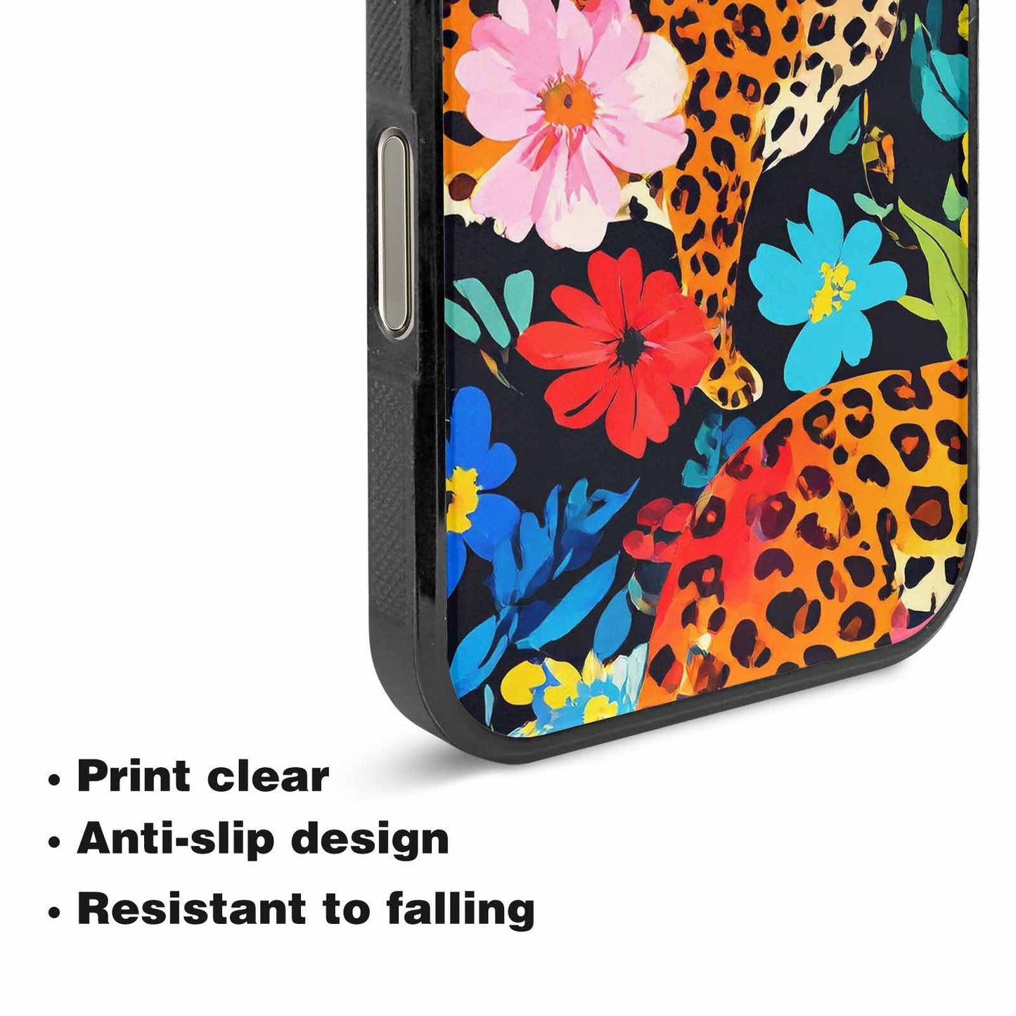 iPhone 16 Pro Max Case — Leopard Print Floral, Custom Printed Phone Case
