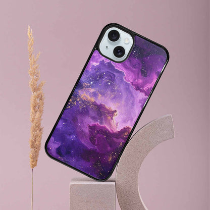 iPhone 15 Plus Case — Purple Color Tones Nebula Texture With, Personalized Phone Case