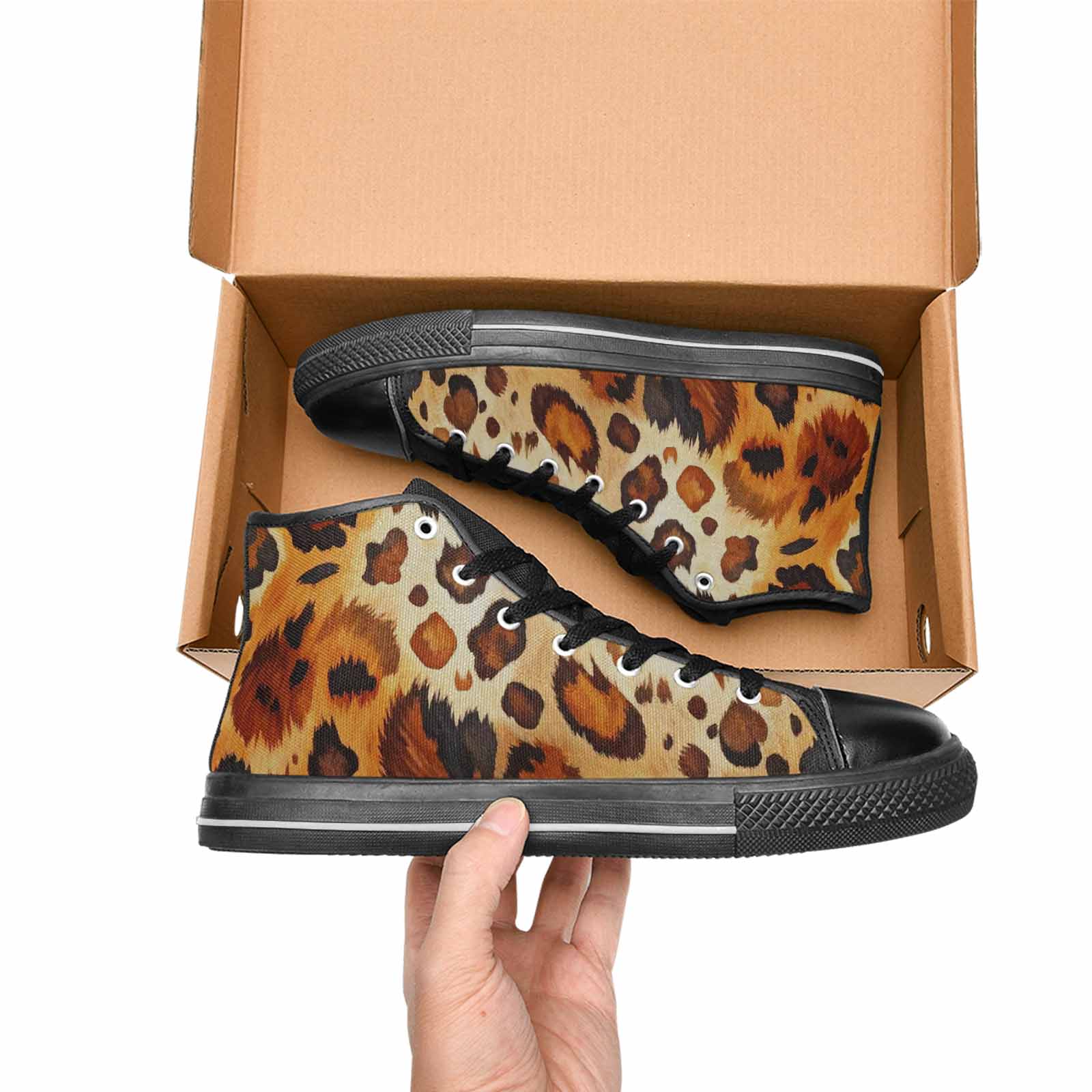 MEN'S Cow Animal Print High Top Canvas Vivid Sneakers