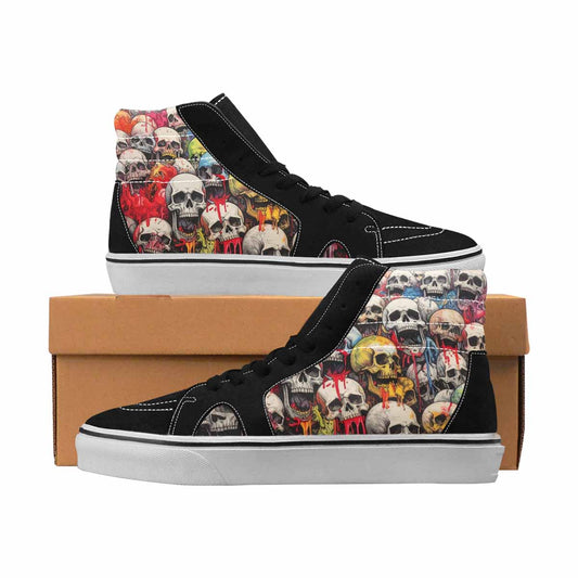 MEN'S Skulls Black & Red Ink High Top Canvas Bold Print Melting Art Custom Canvas Shoes