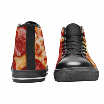 MEN'S Pepperoni Pizza Print High Top Canvas Aesthetic Sneakers
