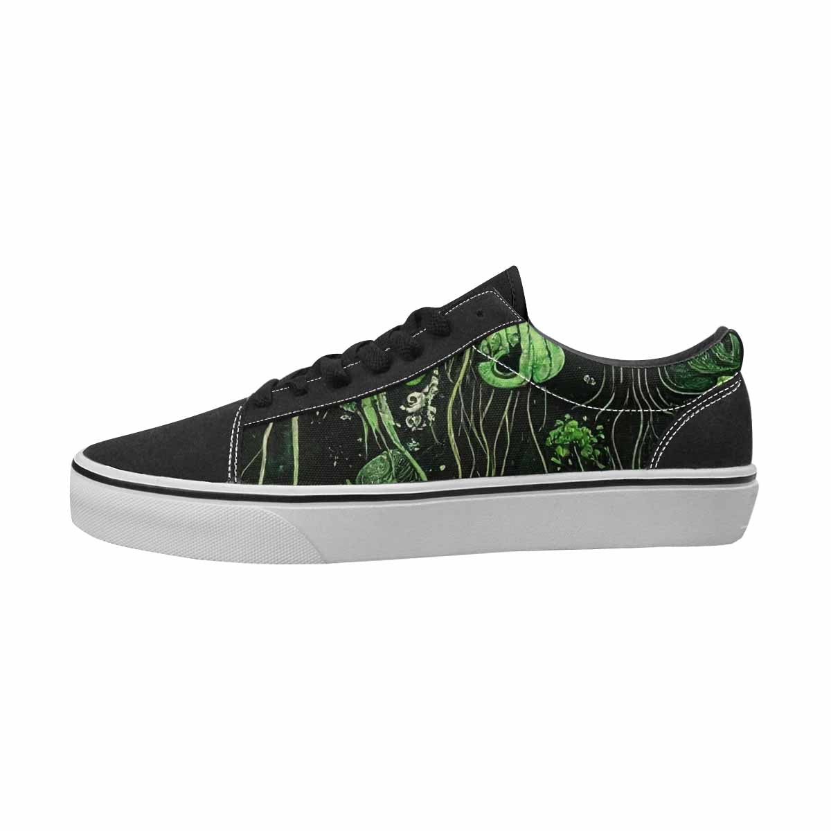 MEN'S Sea Creatures Black & Green Ink Canvas Custom Design Kaleidoscope Custom Print Sneakers