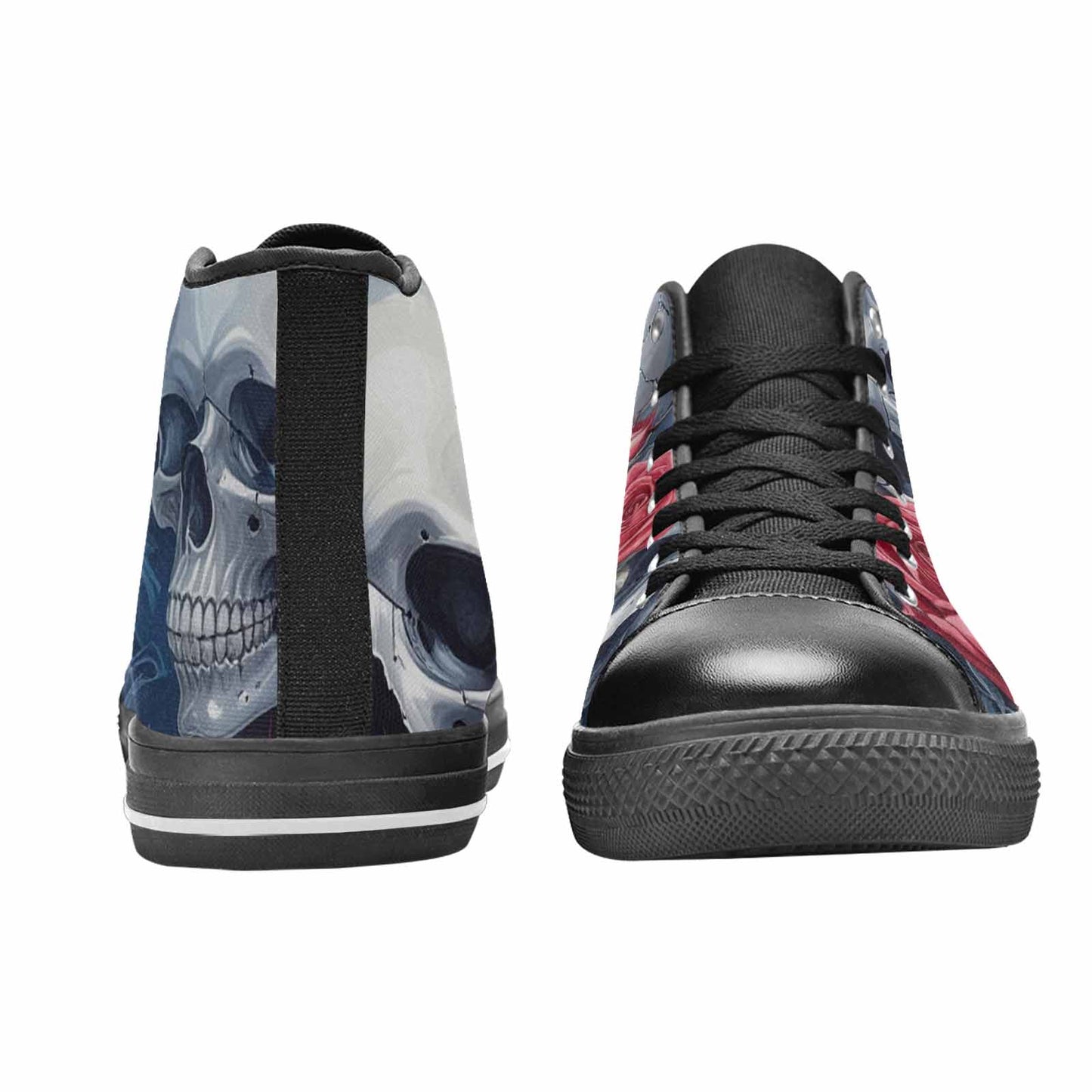 WOMEN'S Skulls Roses Chrome Airbrush High Top Canvas Vivid Sneakers