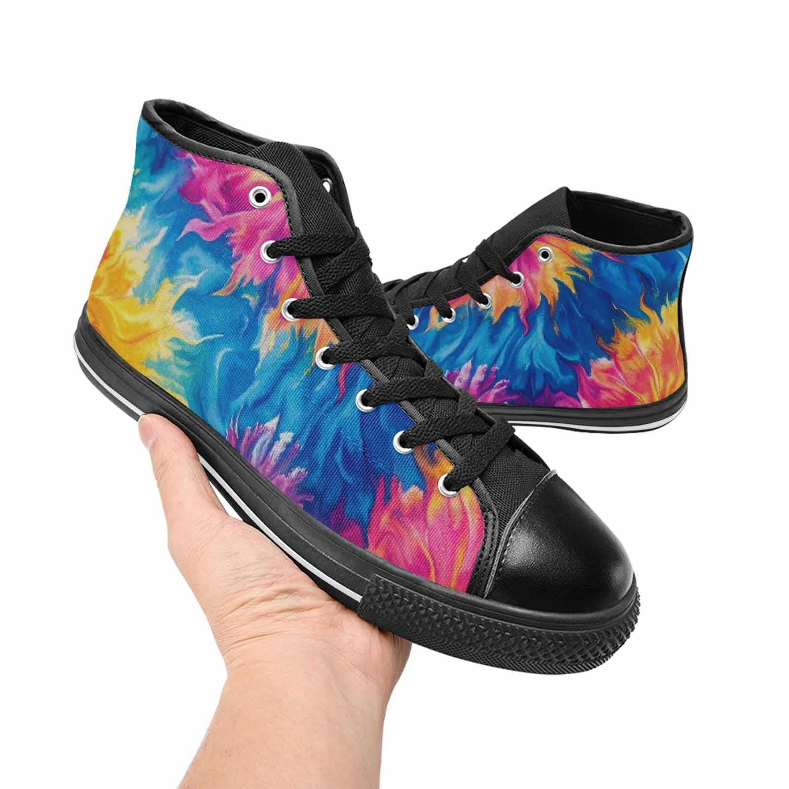 MEN'S Tie Dye Swirl High Top Canvas Grunge Custom Shoes