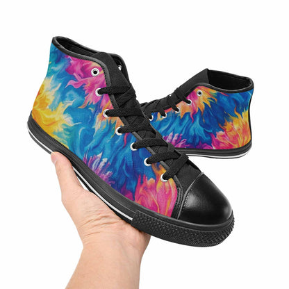 MEN'S Tie Dye Swirl High Top Canvas Grunge Custom Shoes