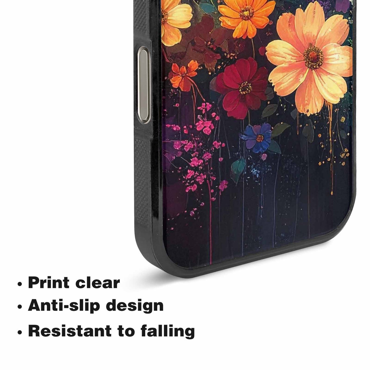 iPhone 16 Pro Max Case — Shadowy Glitch Floral Pattern Hundreds Of, Custom Art Phone Cover