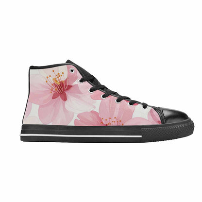 MEN'S Japanese Cherry Blossom High Top Canvas Dark Academia Custom Shoes