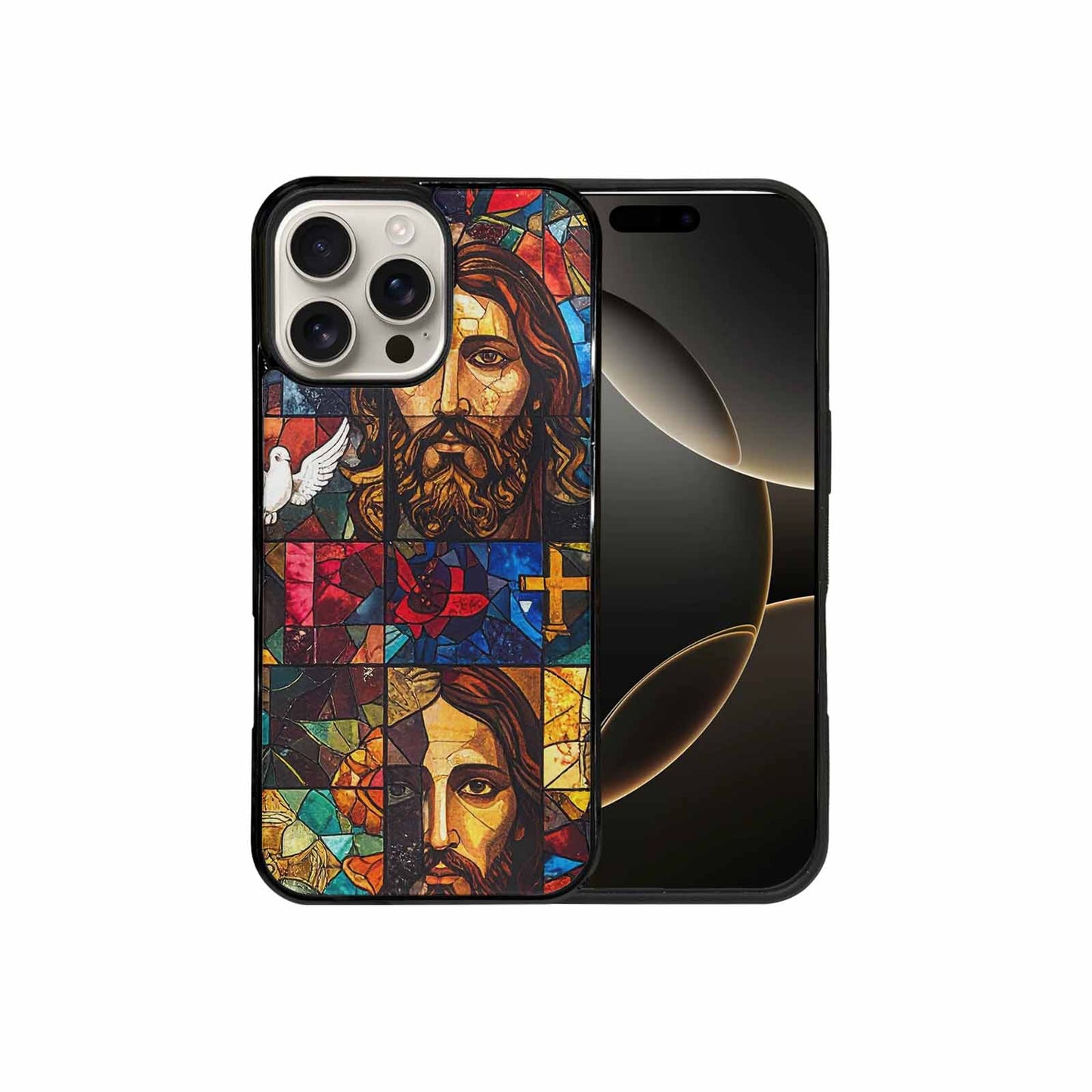 iPhone 16 Pro Max Case — Jesus Face Small Cross And Faith, Customized Protective Case