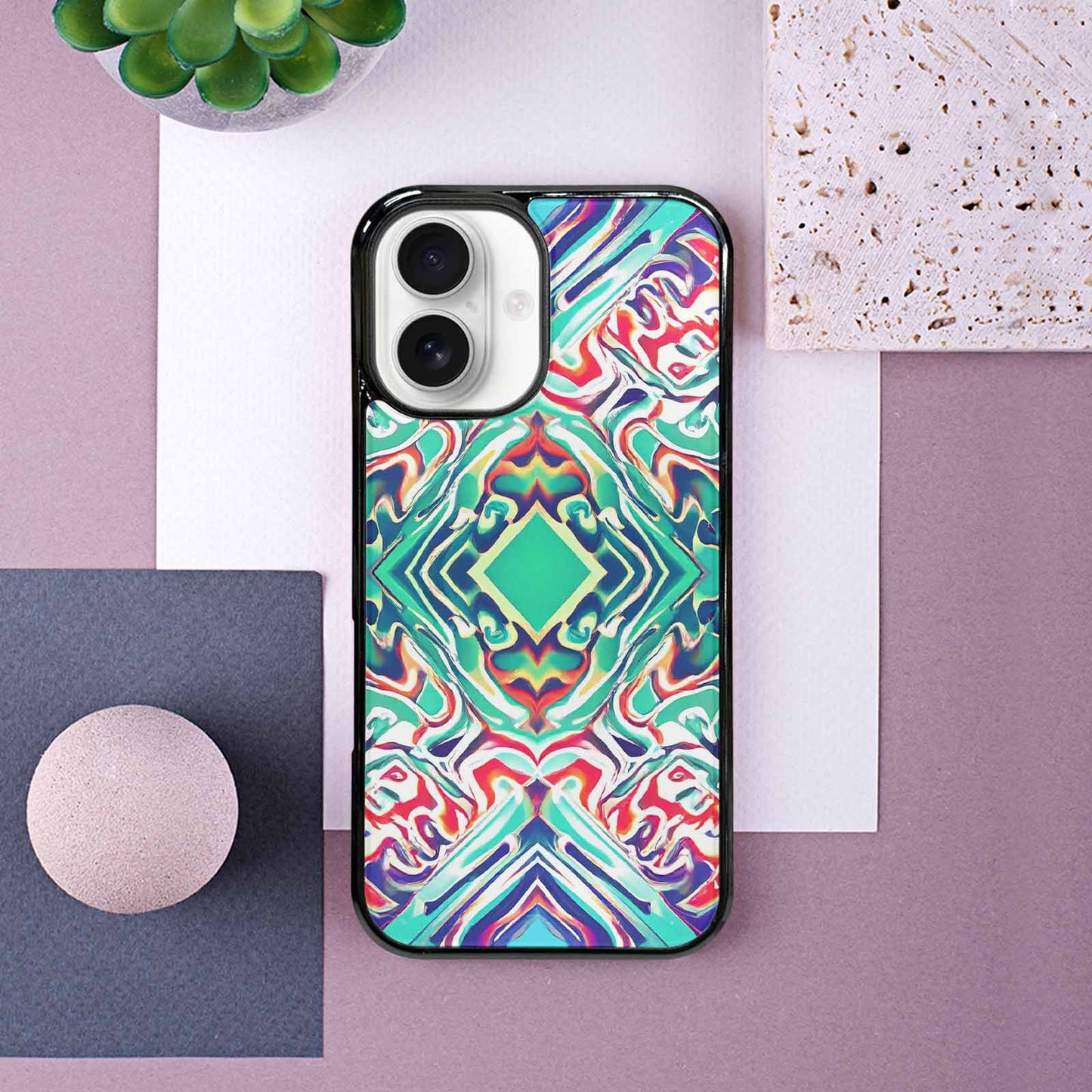 iPhone 16 Case — Holographic Tribal Blaze, Custom Designed Case Cover