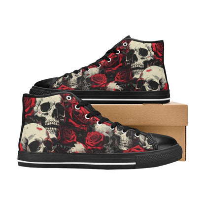 WOMEN'S Comic Book Skull Roses High Top Canvas Dreamcore Custom Shoes