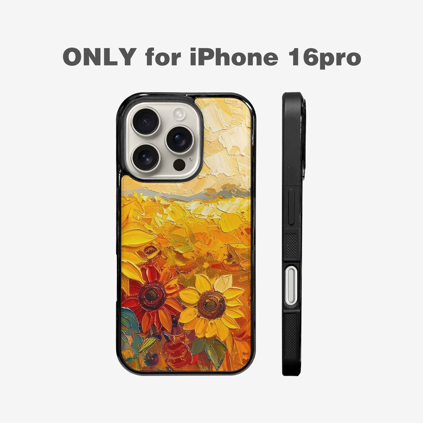 iPhone 16 Pro Case — Impressionist Sunflower Brushstroke Pattern Hundreds Of, Customized Protective Case