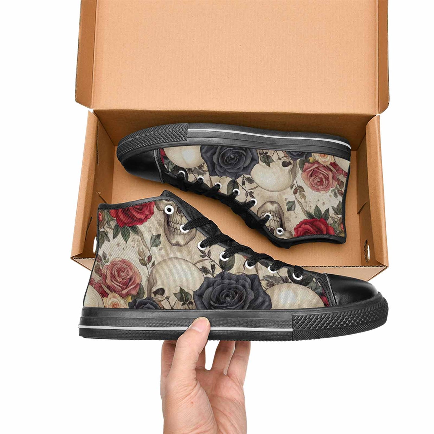MEN'S Skulls - Roses High Top Canvas Cottagecore Shoes
