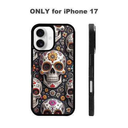 iPhone 17 Case — Greyscale Black And White Gothic Skulls, Custom Print Case Cover