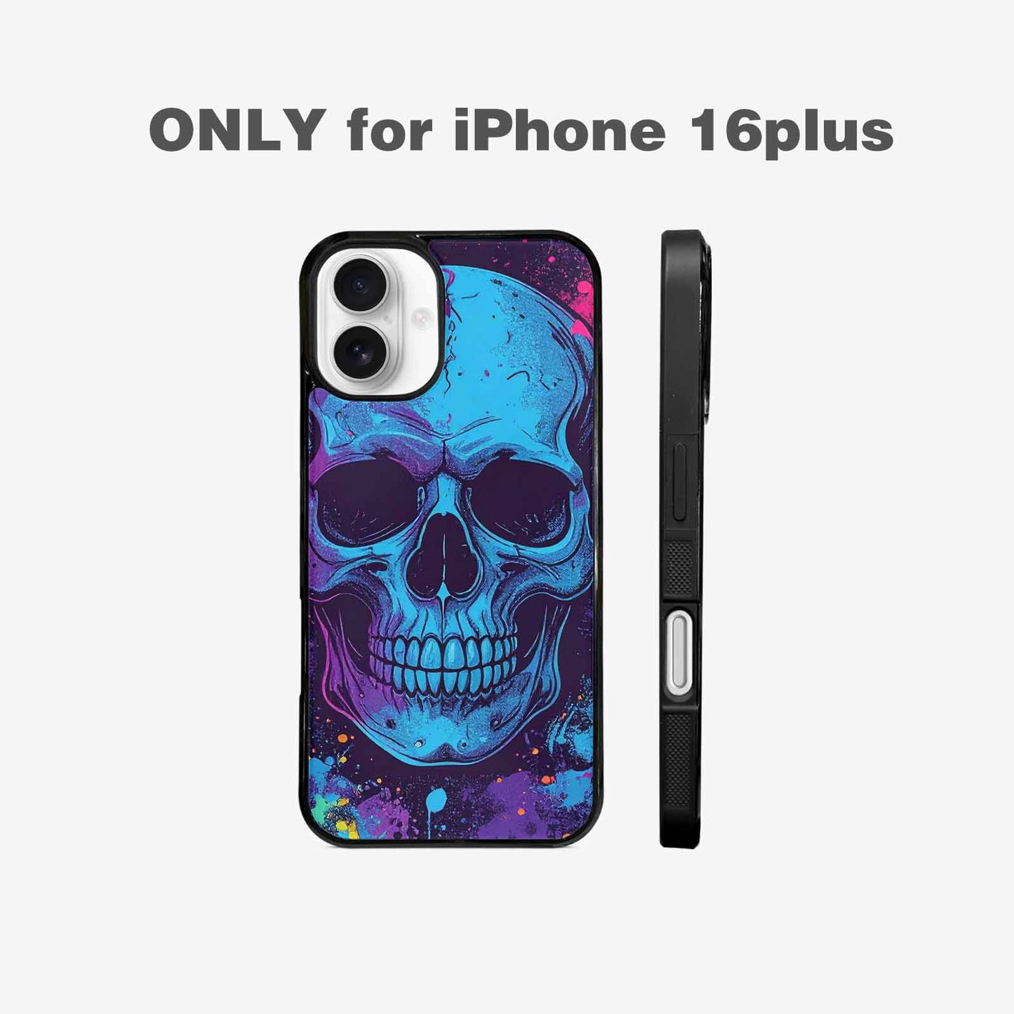 iPhone 16 Plus Case — Skulls Splatter Comic, Custom Print Case Cover