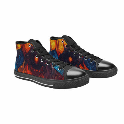 WOMEN'S Fire Flame High Top Canvas Grunge Shoes
