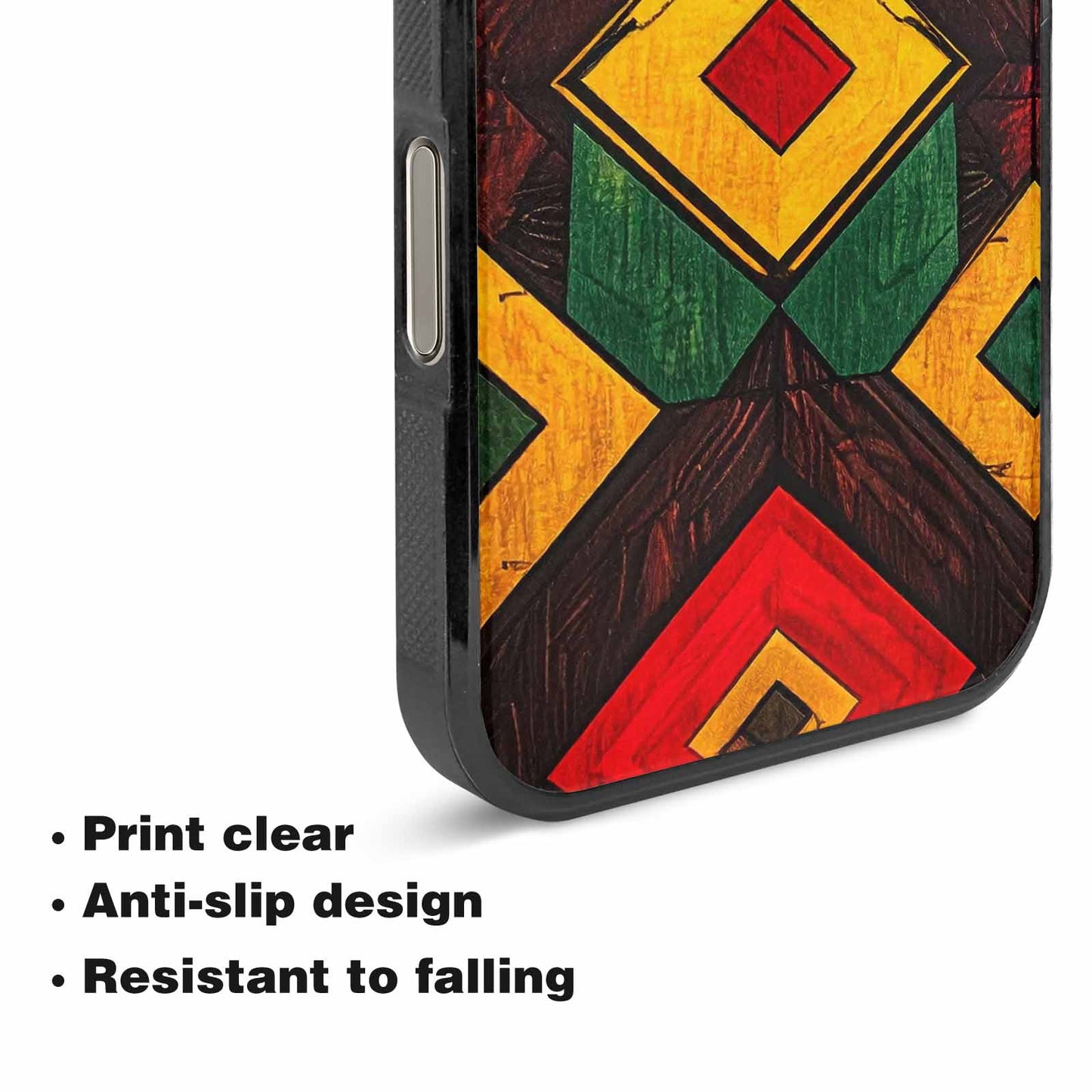 iPhone 16 Pro Case — African Kente Cloth Inspired Pattern Geometric, Custom Printed Phone Case