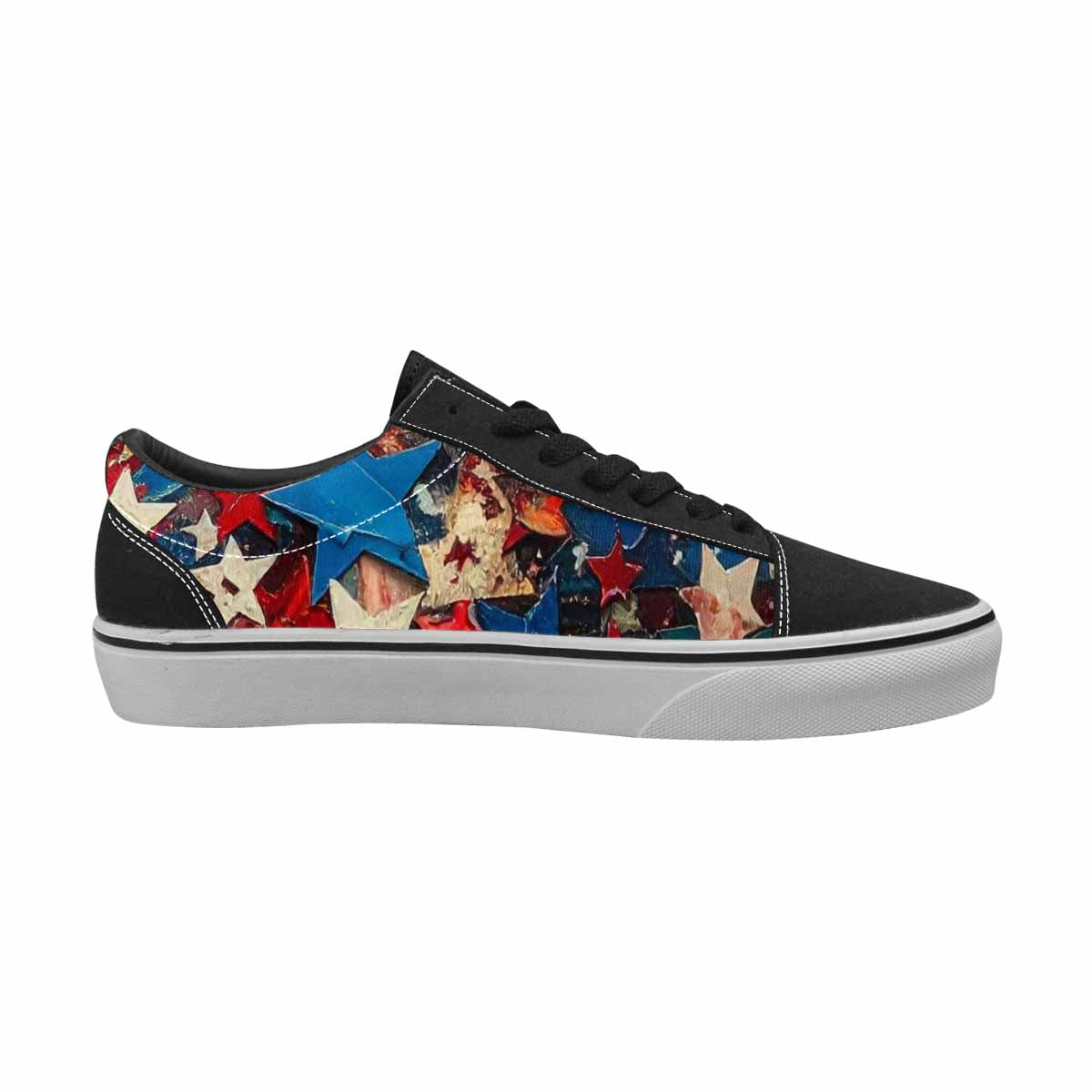 WOMEN'S Patriotic Stars Stripes Lace-Up Canvas Dark Academia Custom Sneakers