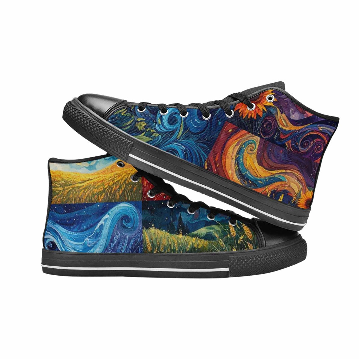 WOMEN'S Van Gogh-Style Swirl High Top Canvas Aesthetic Custom Shoes