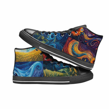 WOMEN'S Van Gogh-Style Swirl High Top Canvas Aesthetic Custom Shoes