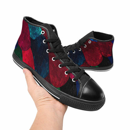 WOMEN'S Dark Snake Print High Top Canvas Y2K Shoes